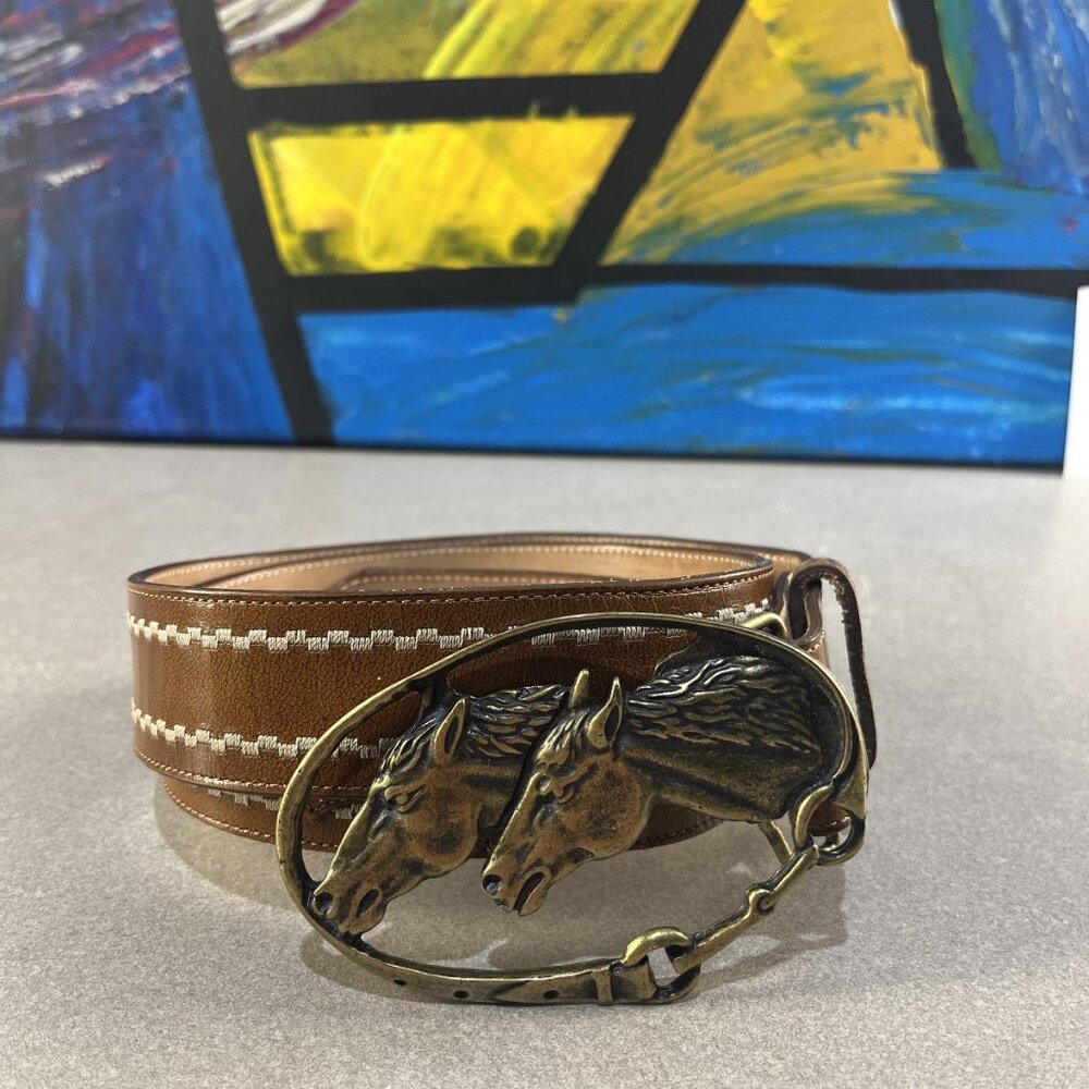 vintage brown leather belt by Justin made in the USA